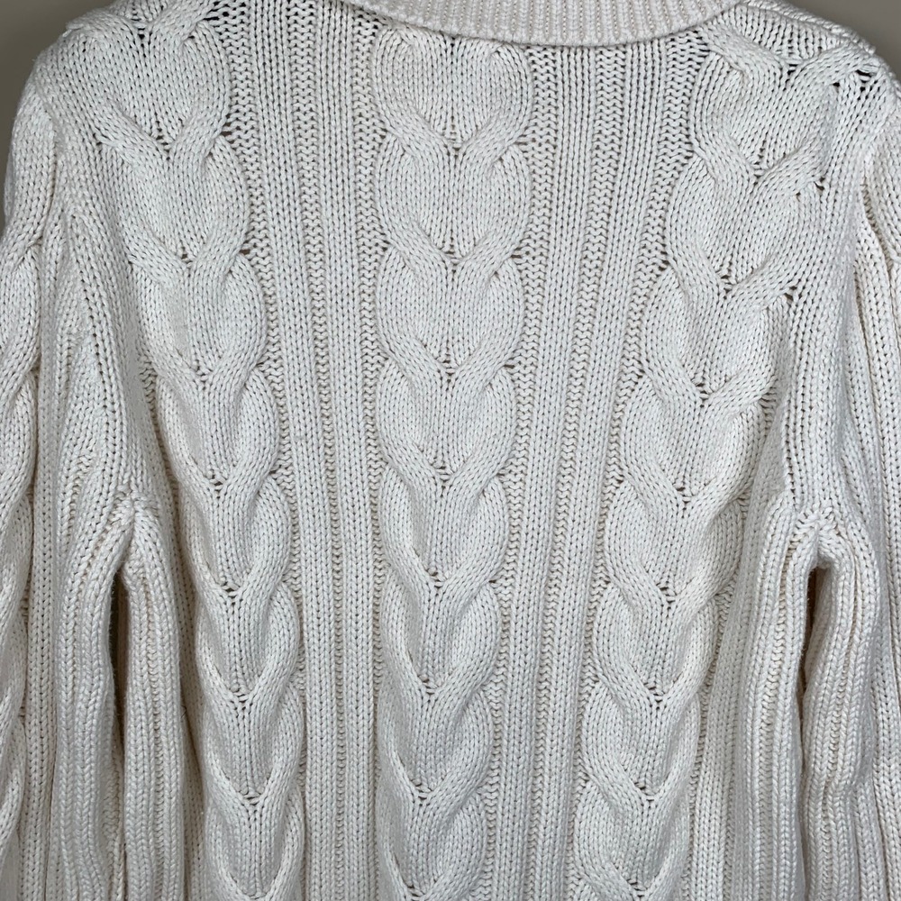 Banana Republic Cotton Blend Chunky Cable Knit  Fisherman Sweater Size XL - Picture 7 of 11